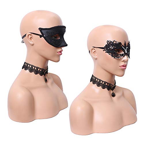 YMHPRIDE Máscara de Disfraces para Parejas Máscara Veneciana de Diamantes de imitación Máscara de Carnaval Máscara de Disfraces de Encaje para Mujeres Hombres Fiesta Baile de Baile Máscara