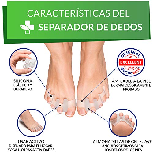 YOGAMEDIC Hallux Valgus Corrector [4x] - Separador silicon de dedos - Super suave, cómodo y duradero - BPA Free - Talla universal