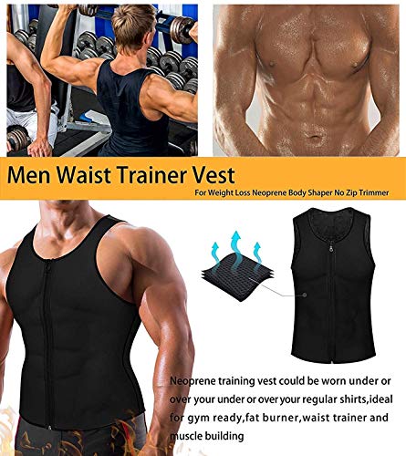 Yokald Faja Reductora Adelgazante Hombre Neopreno Camiseta Reductora Compresión de Sauna Chaleco para Desarrollo Muscular Pérdida de Peso con Quema Grasa Deportivo (Negro, M)