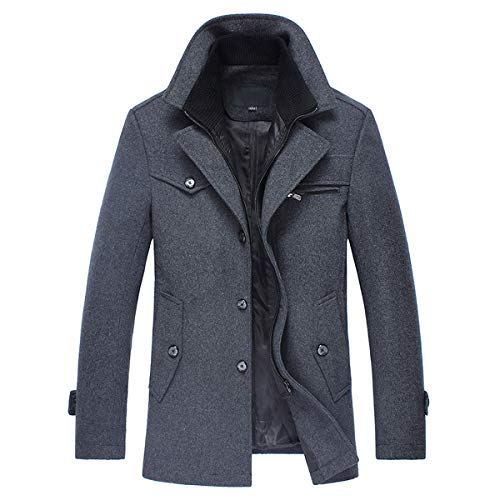 YOUTHUP Abrigos para Hombre Elegante Regular Fit Lana Trenca Abrigo Invierno Chaquetas Militares