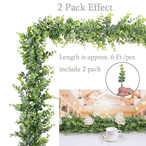 YQing 2 Piezas Eucalipto Artificial Guirnalda, Hojas de eucalipto Eucalyptus Guirnaldas Seda Hojas Vines Artificiales Decoracion Boda Fondo Pared Decoración