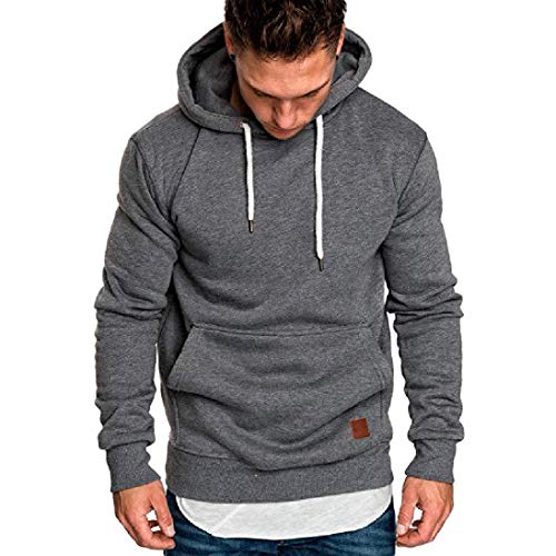 Yvelands ¡Oferta Sudaderas con Capucha para Hombre Cosy Sport Outwear Sudadera con Cremallera Completa Ecosmart Hoodie Casual Sweatshirt Top Blouse ¡Caliente!(Gris Oscuro,L)