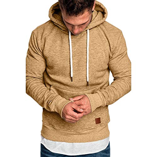 Yvelands ¡Oferta Sudaderas con Capucha para Hombre Cosy Sport Outwear Sudadera con Cremallera Completa Ecosmart Hoodie Casual Sweatshirt Top Blouse ¡Caliente!(Caqui,XL)