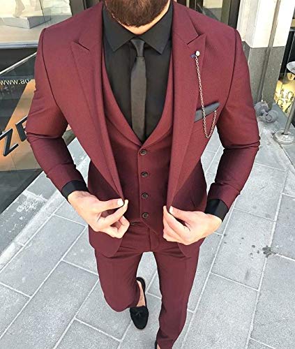 YZHEN Hombre Traje de 3 Piezas Vestido de Solapa Pico Smoking