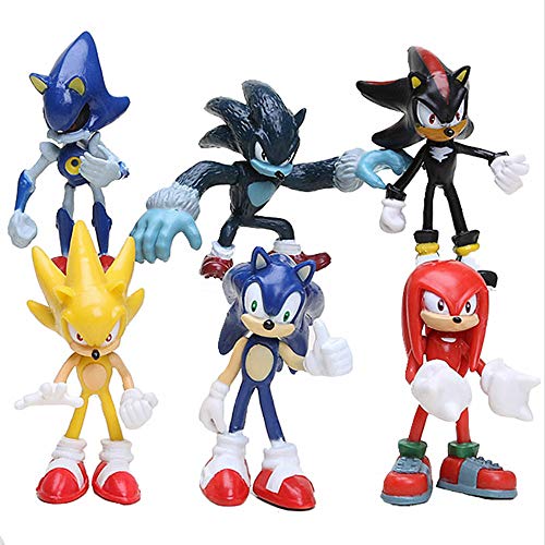 Yzoncd 6 Unids / Set Super Sonic Figura De Juguete, PVC Silver Shadow Knuckles Tails Sonic Figura Sonic Figura De Acción Modelo Juguetes 5-7Cm