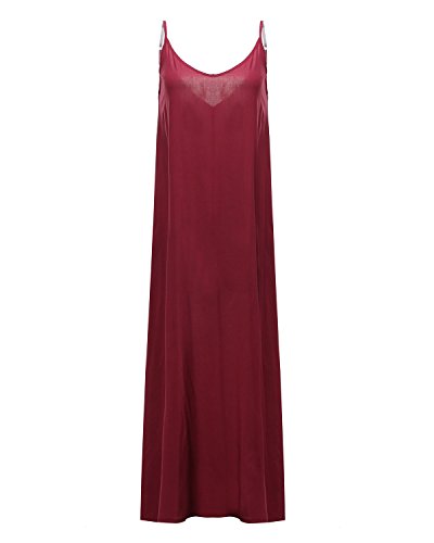 ZANZEA - Vestido largo de verano para mujer con cuello en V, estilo bohemio, sin espalda, estilo sexy A-claret 52