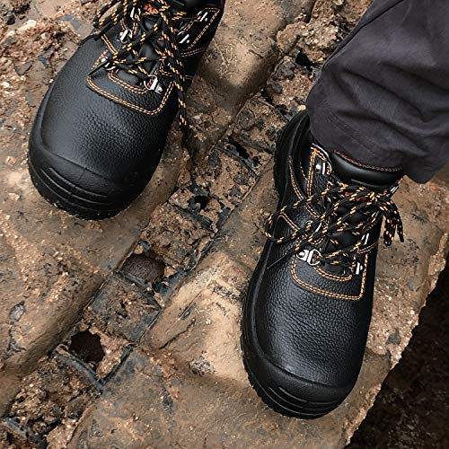 Zapatos de Seguridad para Hombres Botas de Trabajo con Punta de Acero Zapatos de Trabajo Impermeables Antideslizantes Botas de Seguridad para construcción al Aire Libre