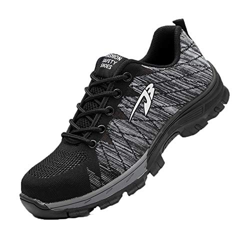 Zapatos de Seguridad para Hombres Zapatos de Acero con Punta de Seguridad,Zapatillas Deportivas Ligeras e Industriales Transpirables, Gris 41