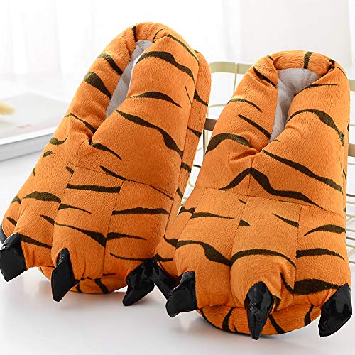 Zapatos Disfraz De Animal Tigre Cómodas Zapatillas Franela Casa del Monstruo De Halloween De Pelo De La Pata De La Garra para Unise Niños (tamaño 25-34)