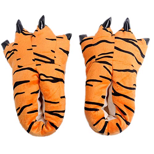 Zapatos Disfraz De Animal Tigre Cómodas Zapatillas Franela Casa del Monstruo De Halloween De Pelo De La Pata De La Garra para Unise Niños (tamaño 25-34)
