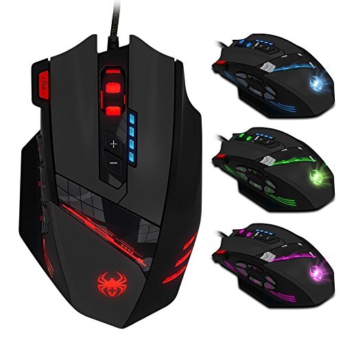 Zelotes Gaming Ratón,12 Botones Ratón Gaming Programable,4000 dpi Mouse,negro