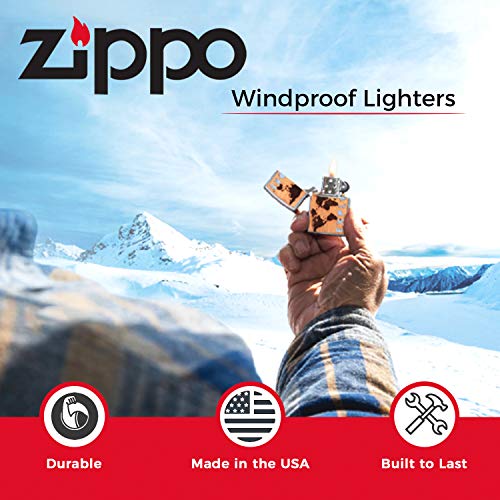 Zippo - Encendedor de Metal Resistente al Viento de Larga duración, Mejor líquido Recargable, Cigarrillos, Velas, Encendedor de Bolsillo, colección de Fuego, Lobo, Piedra, Regular