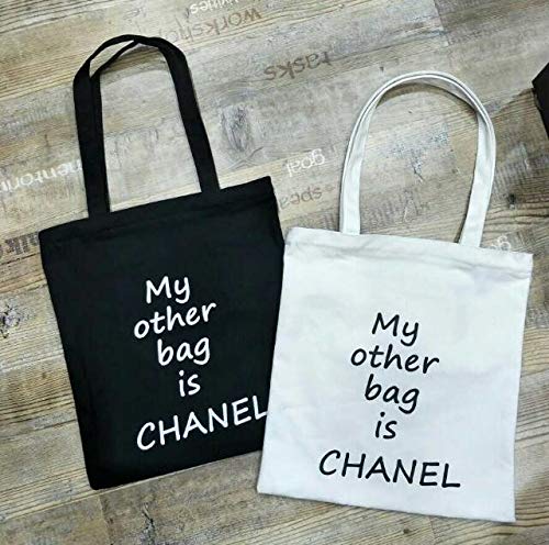 ZoraQ Hembra Mi otro bolso es Chanel Canvas Shoulder Bag Simple Light File Shopping bolso de viaje (negro)