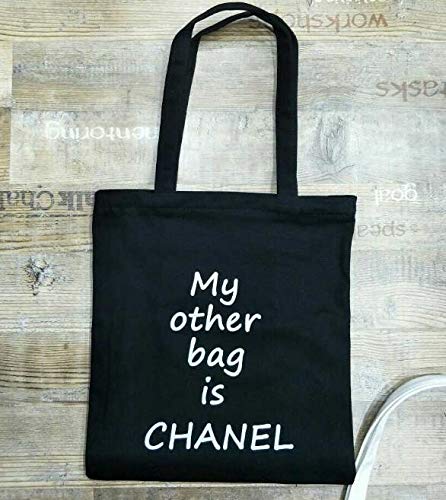 ZoraQ Hembra Mi otro bolso es Chanel Canvas Shoulder Bag Simple Light File Shopping bolso de viaje (negro)