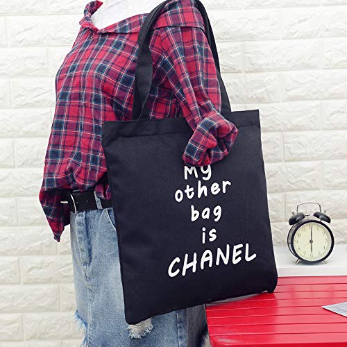 ZoraQ Hembra Mi otro bolso es Chanel Canvas Shoulder Bag Simple Light File Shopping bolso de viaje (negro)