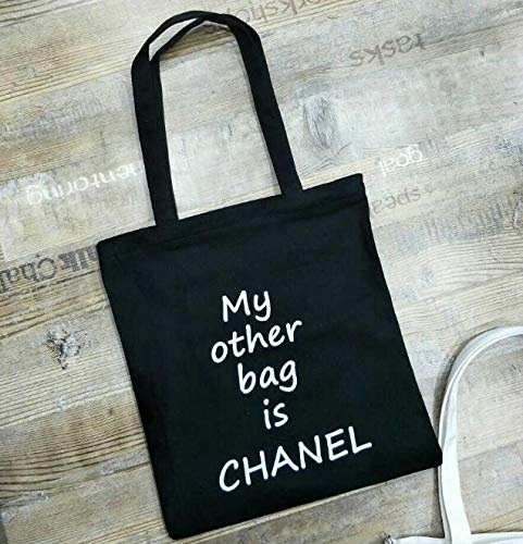 ZoraQ Hembra Mi otro bolso es Chanel Canvas Shoulder Bag Simple Light File Shopping bolso de viaje (negro)
