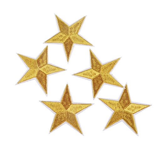 10 parches termoadhesivos estrella dorada bordada para ropa, scrapbooking, costura..