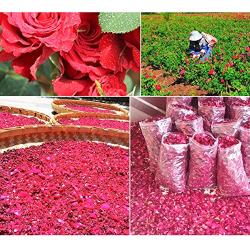 100 g de pétalos de rosa secos naturales, color rojo, para baños de pies, baño, spa, confeti de boda, fragancia para el hogar, accesorio para manualidades