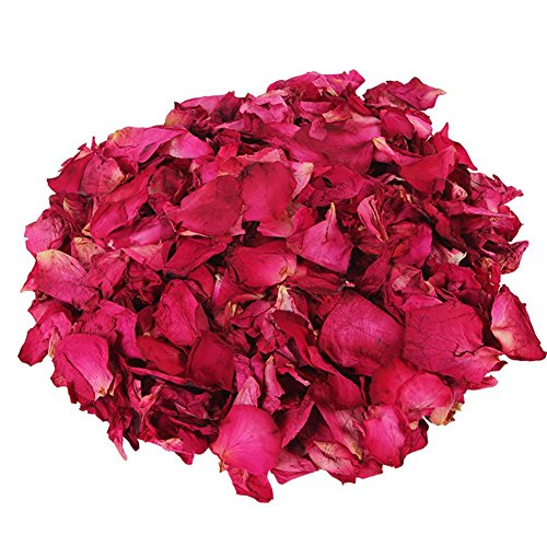 100 g de pétalos de rosa secos naturales, color rojo, para baños de pies, baño, spa, confeti de boda, fragancia para el hogar, accesorio para manualidades