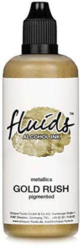 100 ml Fluids Alcohol Ink GOLD RUSH, Tinta al alcohol para Fluid Art y Resin Art, oro metálico