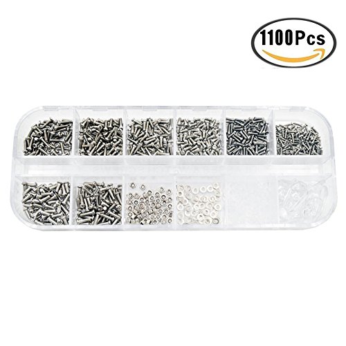 1118set 1100 tornillos pequeños para reparar gafas o gafas de sol, con almohadillas de silicona para la nariz, pinzas y 11 pcs micro destornillador para el Reloj/Gafas/Gafas de Sol/Anteojos Tablet