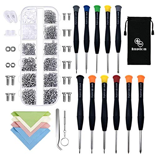 1118set 1100 tornillos pequeños para reparar gafas o gafas de sol, con almohadillas de silicona para la nariz, pinzas y 11 pcs micro destornillador para el Reloj/Gafas/Gafas de Sol/Anteojos Tablet