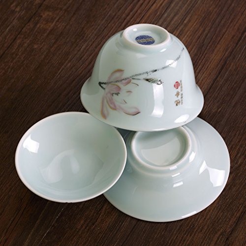 130 ml porcelana cerámica Lotus Infusiones Té gongfu chino taza de té con tapa y platillo