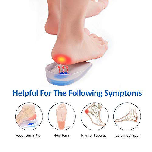 2 pares de almohadillas de gel para talones,almohadillas de silicona para talones para la fascitis plantar,espolones del talón y dolor de Aquiles,copas gel para talones y cojines Absorción (El hombre)