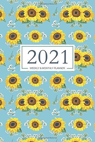 2021 Weekly & Monthly Planner , 6x9 po - Organizer & Diary journal ( Floral Cover ) | 1st January 2021 to 30 December 2021 | agenda for all Floral ... | Peony Hibiscus | red pink blue colors