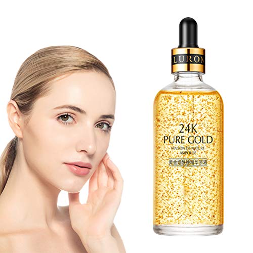 24k Gold Facial Skin Care Crema antiarrugas antiarrugas Esencia facial antienvejecimiento, 50ml Nicotinamida hidratante Poros retráctiles Líquido hidratante para aclarar la piel y minimizar los poros