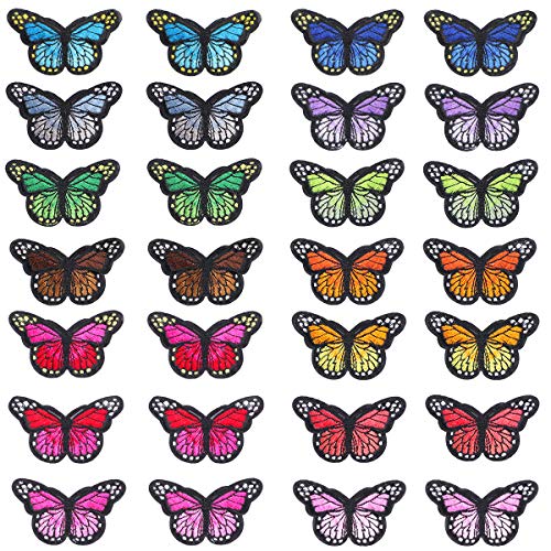 28 Pcs Mariposa Parches Bordados Apliques Pegatinas Bordados para Ropa DIY Accesorios Decorativos para Planchar y Coser Para Decoración de Camisetas Chaquetas Zapatos Gorras