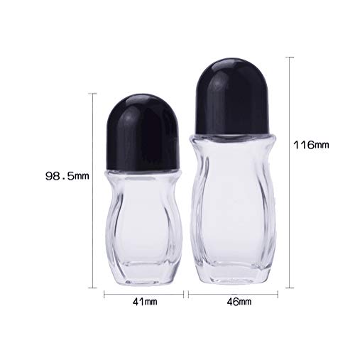 2piezas 50 ml Botellas Roll-on Transparentes y vacías con Bolas de Rodillos de plástico Aceite de Masaje portátil Botella de Bolas para Caminar Botella de loción Corporal