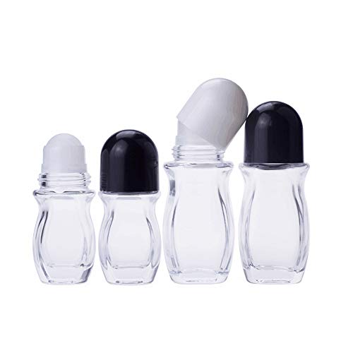 2piezas 50 ml Botellas Roll-on Transparentes y vacías con Bolas de Rodillos de plástico Aceite de Masaje portátil Botella de Bolas para Caminar Botella de loción Corporal