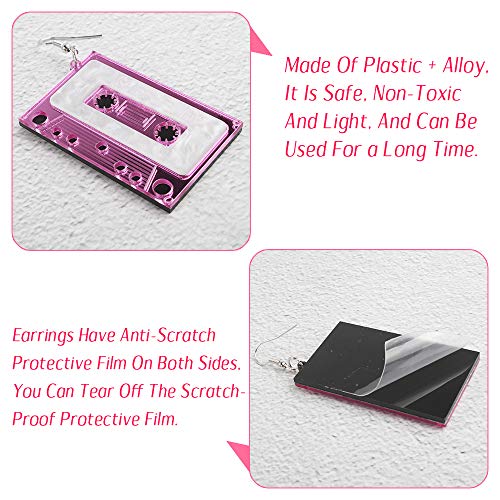 3 Pares Pendientes de Cinta Pendientes Colgantes de Cassette Retro Pendientes de Cinta Punk Lindos para Mujeres Niñas