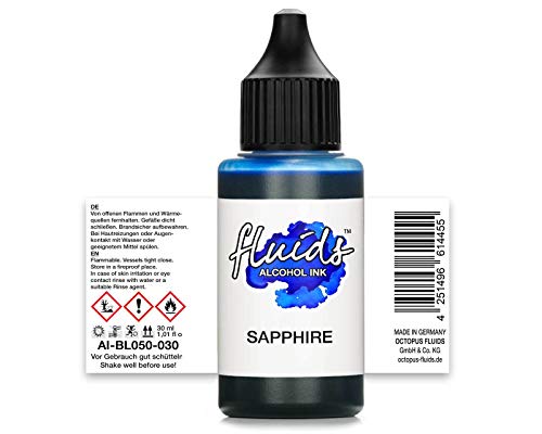 30ml Fluids Alcohol Ink BLUE SAPPHIRE, Tinta al alcohol para Fluid Art y Resin Art, azul