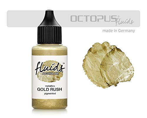 30ml Fluids Alcohol Ink GOLD RUSH, Tinta al alcohol para Fluid Art y Resin Art, oro metálico