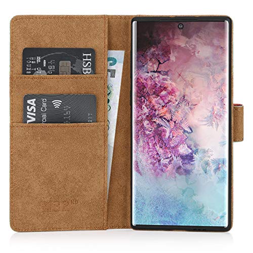 32nd Floral Series - Funda Tipo Libro de Piel Sintetica con diseño Floral para Samsung Galaxy Note 10 Plus, Carcasa de Cuero diseñada con Cartera y Cierre Magnetico - Primavera Azul