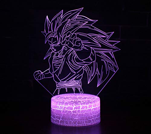 3D Lámpara óptico Illusions Luz Nocturna, CKW 7 Colores Cambio de Botón Táctil y Cable USB para Cumpleaños, Navidad Regalos de Mujer Bebes Hombre Niños Amigas (Dragon ball 9)