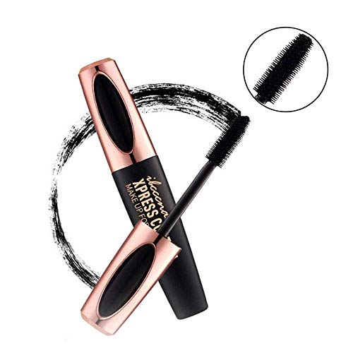 4D Silk Fiber Lash Mascara - Waterproof Curling Natural Eye Makeup - Long Lasting, No Blooming, Extra Long and Thick Eyelashes, Black