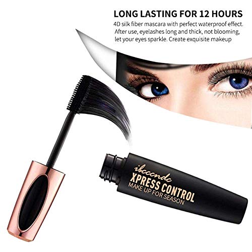 4D Silk Fiber Lash Mascara - Waterproof Curling Natural Eye Makeup - Long Lasting, No Blooming, Extra Long and Thick Eyelashes, Black