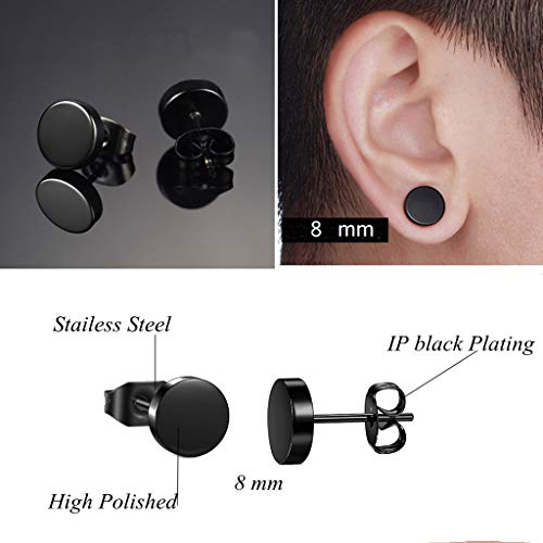 6 Pares 1.2 mm Sono Wood Stud Earrings Set 8mm Fake Mens Womens Stud Pendientes Fake Tunnel Plug Cheater Ilusión Árbol de la Vida Túnel Barbell Madera de Haya Ébano Juego