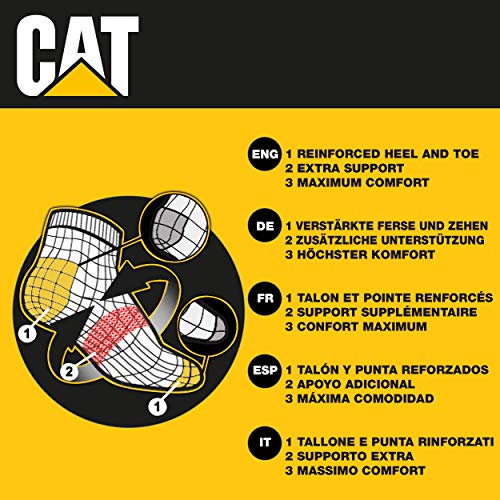 6 Pares calcetines bajos CAT Caterpillar, para hombre, reforzados en el talón y la punta, excelente calidad de Algodón (Negro, 43-46)