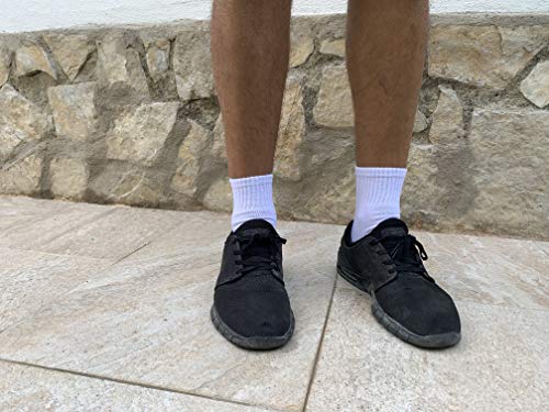 6 Pares Calcetines de tenis corte medio (Blanco, 40-45)