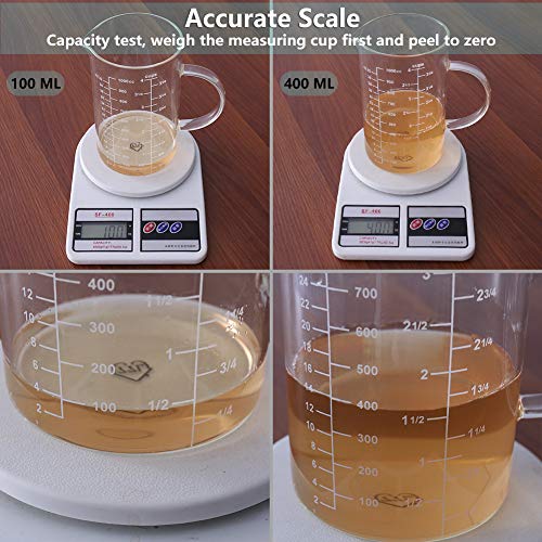 77L Vaso medidor, Taza de medición de cristal [manija aislada, canalón en forma de V], taza de medición del alto vidrio de borosilicate de para la cocina o el restaurante, 1000 ml (1,0 L, 4 Cup)