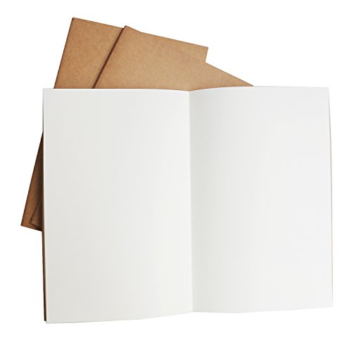 A5 Insertos para Cuaderno de Piel - Papel en Blanco - Juego de 3 | Rellenos para Diarios, Agendas y Planificadores de Viajes de Cuero Recargables | Blank Inserts | 21cm x 14cm A5