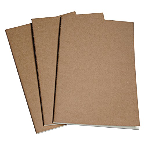 A5 Insertos para Cuaderno de Piel - Papel en Blanco - Juego de 3 | Rellenos para Diarios, Agendas y Planificadores de Viajes de Cuero Recargables | Blank Inserts | 21cm x 14cm A5