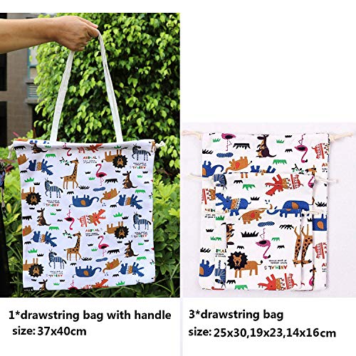 Abaría - 4 unidades bolsa de tela grande tela - bolsa inserto organizador - bolsa inserto bebé - bolsa de tela para ropa - grande 37 x 40 cm, mediano 25x 30 cm, pequeña 19 x 23 cm, mini 14 X 16 cm