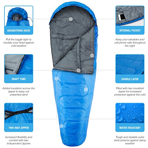 Active Era Saco de Dormir Profesional 300 Tipo Momia, 3-4 Estaciones, Ideal para Camping y Excursiones