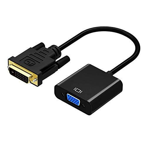 Adaptador DVI a VGA, GANA Activo DVI-D a VGA Convertidor 24 + 1 de Hombre a Mujer Compatible con 1080p / 3D para Que Los Sistemas DVI se Conecten a Las Pantallas VGA - Negro