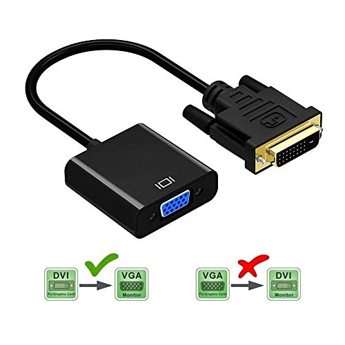 Adaptador DVI a VGA, NIAGUOJI 1080p Active DVI-D a VGA Adaptador Convertidor 24+1 macho a hembra Apoyando 60Hz y 3D para sistemas DVI para conectar a pantallas VGA